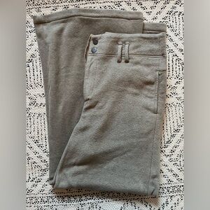 Rare Free People Cotton/Fleece Wide Leg High Waist Trousers Olive Green - 10